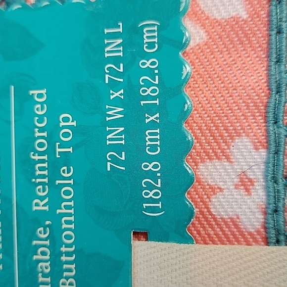 The Pioneer Woman Coral Teal Shower Curtain 72" x 72" Mazie Medallion New - Picture 6 of 6